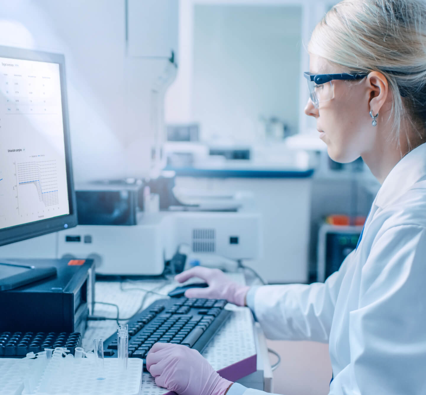 Scientist in front of computer